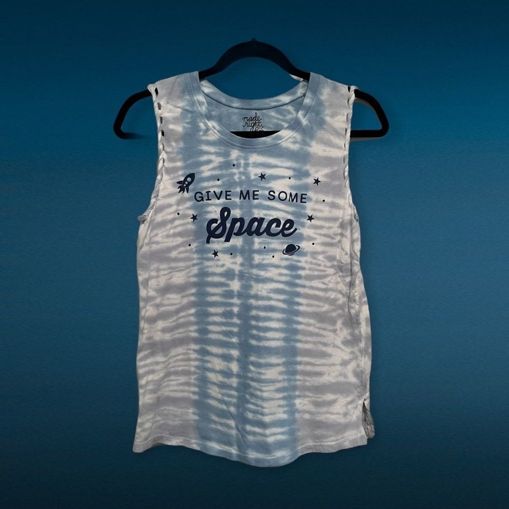 Made right‎ Blue White tie dye Space Tank XS